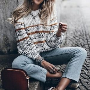 Sezane Clement Oversized Balloon Sleeve Chunky Sweater